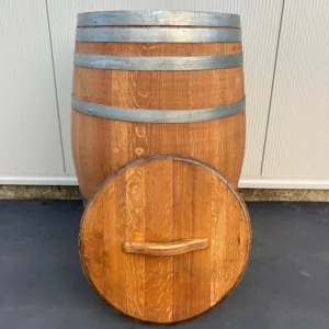 Eikenhouten wijnvat 225 liter met deksel, geolied met lijnolie