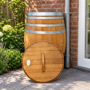 Eikenhouten wijnvat 300 liter met deksel, geolied met lijnolie