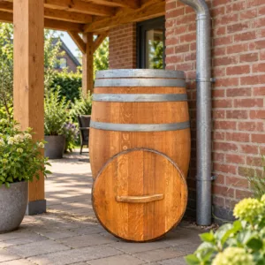 Eikenhouten wijnvat 225 liter met deksel, geolied met lijnolie