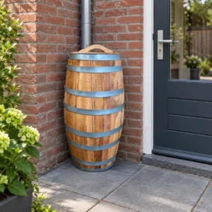 Kastanje houten SIGAARVAT 160 liter met deksel, geolied
