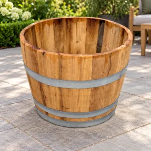 Half kastanjehouten portvat 55 liter, geolied met lijnolie