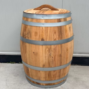 Kastanje houten Portvat 160 liter met deksel, geolied met lijnolie