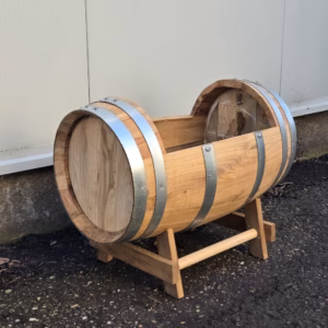 Liggend kastanje portvat 50 liter met onderstel, geolied