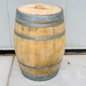 Dompelbad of ijsbad van eikenhouten wijnvat 300 liter met los deksel