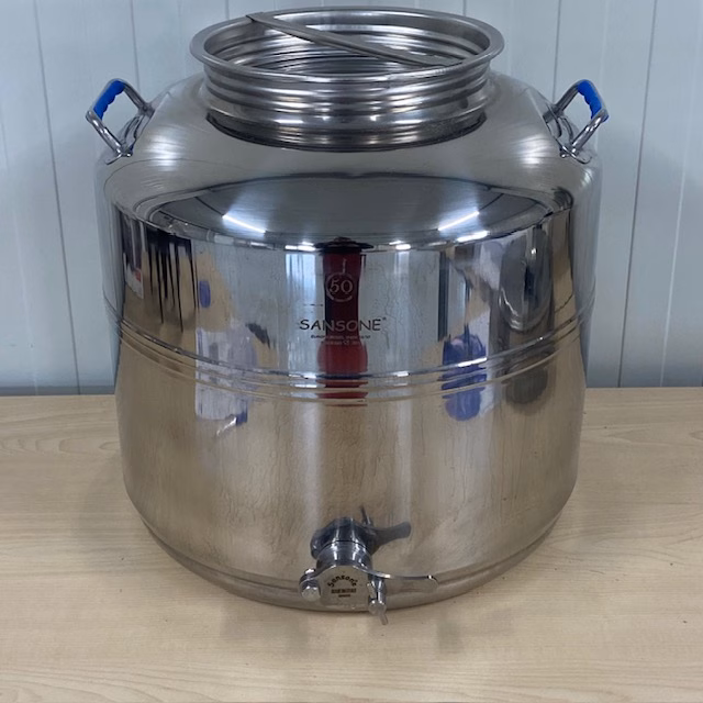 Honingvat RVS 50 liter met snijkraan merk Sansone