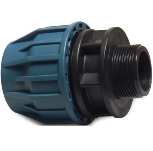 Jason Aansluitstuk PP 16 mm x 1/2" knel x buitendraad 16bar zwart/blauw