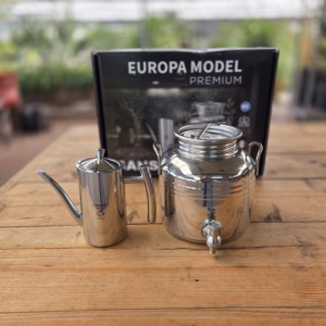 Olijfolievat 3 liter JEWEL + Olijfolie schenkkan 500 ml RVS in cadeauverpakking: