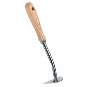 Handschrepel van verzinkt staal met essenhouten handvat