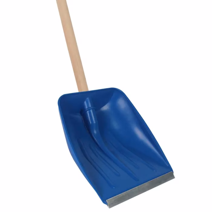 Sneeuwschep kunststof met houten steel van 130 cm